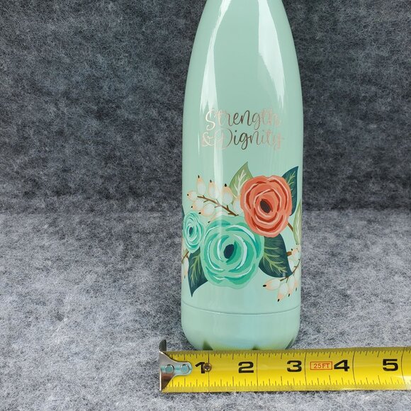 Double-Walled Stainless Steel Water Bottle - Strength & Dignity Floral Design - - Picture 9 of 10